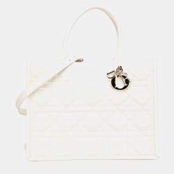 مملوكة مسبقًا Christian Dior Dior Cannage Lady Shoulder Bag White Lambskin