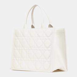 Pre Owned Christian Dior Dior Cannage Lady Shoulder Bag White Lambskin