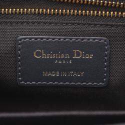 Pre Owned Christian Dior Dior 30 Montaigne Oblique Jacquard Shoulder Bag Canvas And Leather Navy Beige