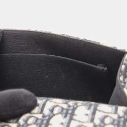 Pre Owned حقيبة كتف ديور كريستيان مونتين 30 أوبليك جاكار قماش وجلد بيج بحري أسود