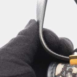 Pre Owned حقيبة كتف ديور كريستيان مونتين 30 أوبليك جاكار قماش وجلد بيج بحري أسود