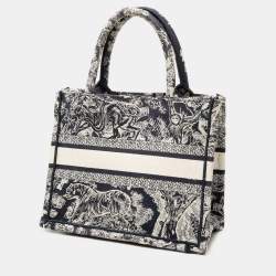 Pre Owned Dior Blue Small Canvas Embroidered Reverse Dioriviera Toile De Jouy Book Tote