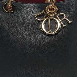 Pre Owned حقيبة يد توتس ديور ديوريسيما شوبير جلد أسود كبيرة