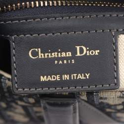 مملوكة مسبقًا Christian Dior Dior Saddlebag Oblique Jacquard Handbag Canvas And Leather Beige Navy Black