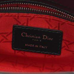 Pre Owned Christian Dior Dior Lady Dior My Abcdior Lady Small Cannage Handbag Leather Black