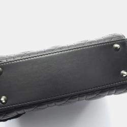 Pre Owned Christian Dior Dior Lady Dior My Abcdior Lady Small Cannage Handbag Leather Black