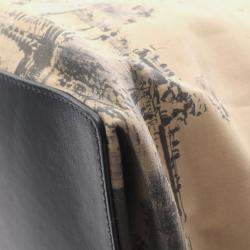 Pre Owned حقيبة يد كريستيان ديور ديور توجور أوبليك كبيرة قماش وجلد بيج رمادي أسود