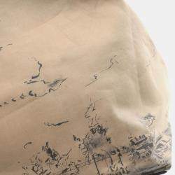 Pre Owned حقيبة يد كريستيان ديور ديور توجور أوبليك كبيرة قماش وجلد بيج رمادي أسود