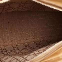 Pre Owned Dior Lady Dior Large Beige Cannage Patent Leather Tote