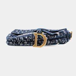 مملوكة مسبقًا Dior Blue Oblique Embroidered Canvas Saddle Bag