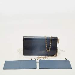مملوكة مسبقًا Dior Lady Dior Ombre Blue Snakeskin Chain Clutch