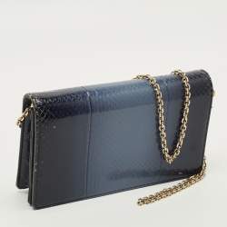 مملوكة مسبقًا Dior Lady Dior Ombre Blue Snakeskin Chain Clutch