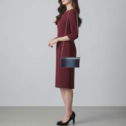 مملوكة مسبقًا Dior Lady Dior Ombre Blue Snakeskin Chain Clutch