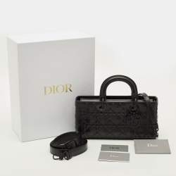 Pre Owned Dior Lady D-Joy Medium Black Cannage Diamond Leather Tote
