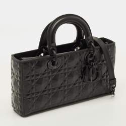 Pre Owned Dior Lady D-Joy Medium Black Cannage Diamond Leather Tote