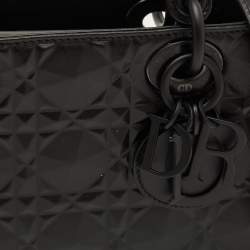 Pre Owned Dior Lady D-Joy Medium Black Cannage Diamond Leather Tote