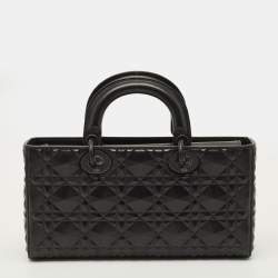 Pre Owned Dior Lady D-Joy Medium Black Cannage Diamond Leather Tote