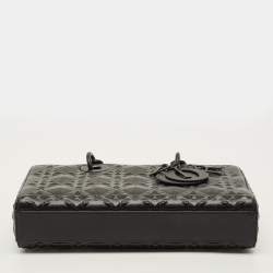 Pre Owned Dior Lady D-Joy Medium Black Cannage Diamond Leather Tote