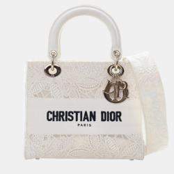 Pre Owned Dior White Medium Embroidered Lace 3D Macrame Lady D Lite