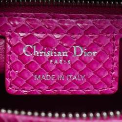 Pre Owned حقيبة يد توتس ديور ليدي ديور كبيرة جلد بايثون ثلاثي الألوان