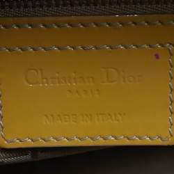 مملوكة مسبقًا حقيبة يد ديور ليدي ديور كبيرة جلد لامعة كاناج صفراء