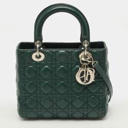 مملوكة مسبقًا Dior Lady Dior Medium Green Cannage Leather Tote