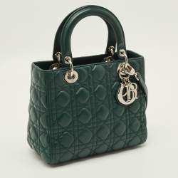 مملوكة مسبقًا Dior Lady Dior Medium Green Cannage Leather Tote