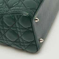 مملوكة مسبقًا Dior Lady Dior Medium Green Cannage Leather Tote