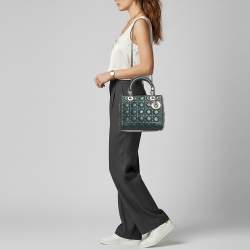 مملوكة مسبقًا Dior Lady Dior Medium Green Cannage Leather Tote