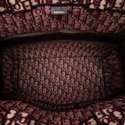 Pre Owned حقيبة يد ديور بوك توت قماش مطرز أبيض كبير أحمر