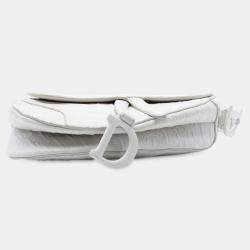 Pre Owned حقيبة ديور سرج جلد عجل منقوشة بالأبيض