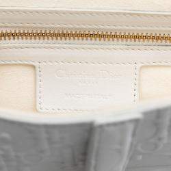 Pre Owned حقيبة ديور سرج جلد عجل منقوشة بالأبيض