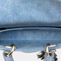 Pre Owned Dior Blue Medium Denim Macrocannage Lady D Joy