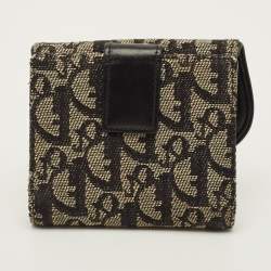 مملوكة مسبقًا محفظة ديور سادل قماش أوبليك وأسود جلد فرنسي