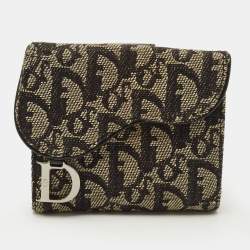 مملوكة مسبقًا محفظة ديور سادل قماش أوبليك وأسود جلد فرنسي