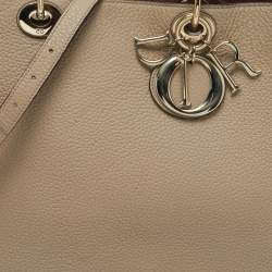 Pre Owned Dior Diorissimo Large Beige Leather Shopper Tote