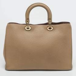 Pre Owned Dior Diorissimo Large Beige Leather Shopper Tote