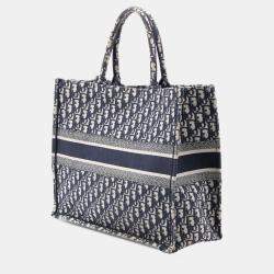 Pre Owned حقيبة يد ديور بوك توت قماش مطرز أزرق كبير أوبليك