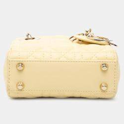 مملوكة مسبقًا حقيبة يد ديور ليدي ديور صفراء ميكرو جلد كاناج