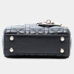 Pre Owned Dior Black Micro Lambskin Cannage Lady Dior