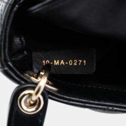 Pre Owned Dior Black Micro Lambskin Cannage Lady Dior