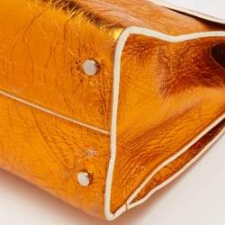 مملوكة مسبقًا Dior Diorever Large Metallic Orange Foil Leather Tote