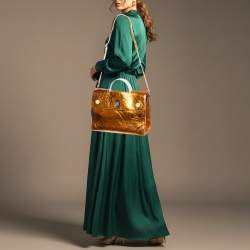مملوكة مسبقًا Dior Diorever Large Metallic Orange Foil Leather Tote