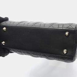 Pre Owned Christian Dior Dior Lady Dior My Abcdior Lady Small Cannage Handbag Leather Black