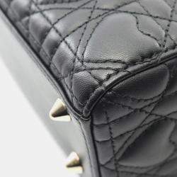 Pre Owned Christian Dior Dior Lady Dior My Abcdior Lady Small Cannage Handbag Leather Black