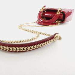 Pre Owned حقيبة يد ميني حمراء براءة اختراع كريستيان ديور ليدي