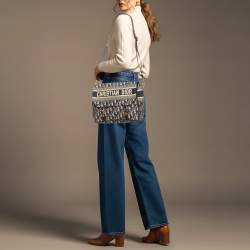 Pre Owned حقيبة يد ديوكامب كانفاس مطرزة خضراء من ديور