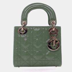 Pre Owned Christian Dior Mini Green Patent Lady Dior