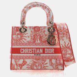 Pre Owned Christian Dior Medium Embroidered Canvas Dioriviera Lady D-Lite
