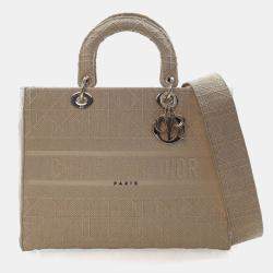 Pre Owned Christian Dior Large Embroidered Canvas Cannage Lady D-Lite